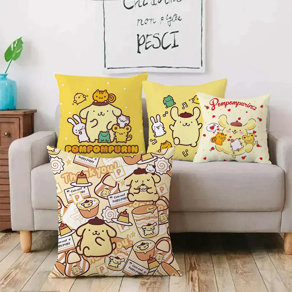 

Cute Cartoon Sanrio PomPomPurin Pillow Covers Cartoon Sofa Decorative Home Double-sided Printing Short Plush Cute Cushion Cover