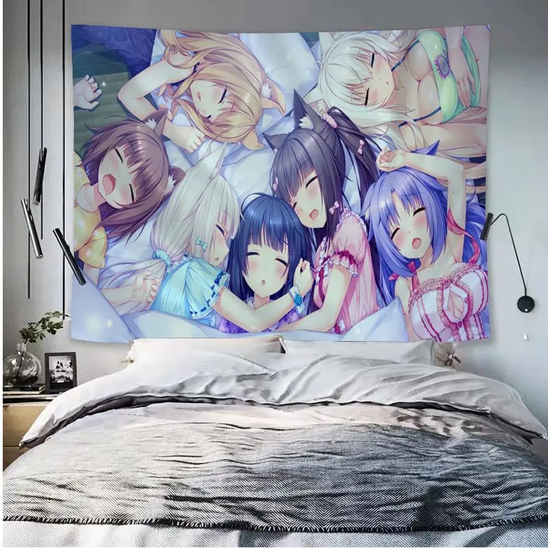 Cute Anime Girls Tapestry Japanese Style Art Sci Fi Room Home Decor Dekoracyjny koc wiszący Sypialnia Pokój dzienny Akademik