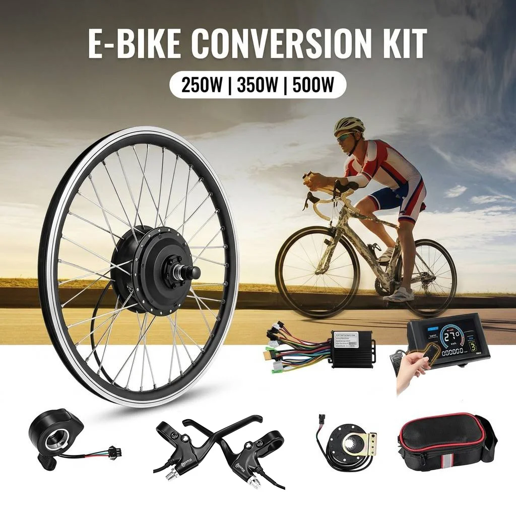 Sine Wave Controller Ebike Kit 48V 500W 350W 250W Front Rear Hub Motor Wheel 26 27.5 29 700C Electric Bike Conversion Kit DIY