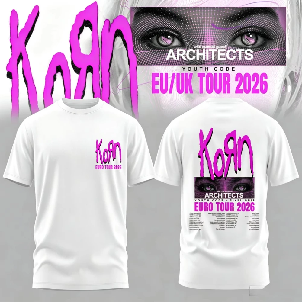 Korn EU UK Tour 2026 Double Sided Print T-Shirt Men Women Vintage Cotton Short Sleeve T Shirt Summer Tees Oversized Y2K Tops