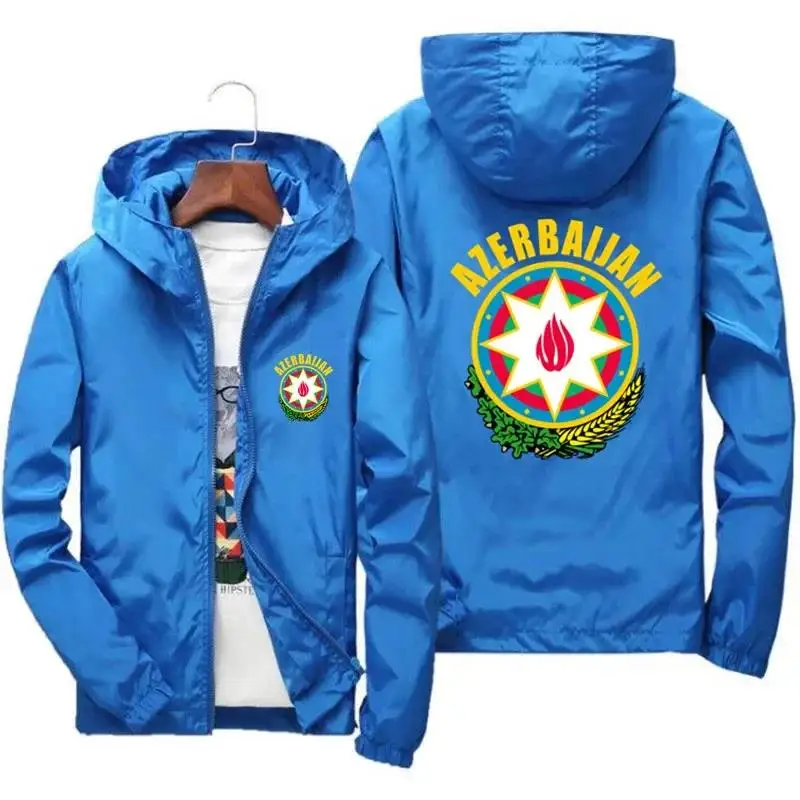 2024Spring And Autumn Azerbaijan Coat Of Arms Graphic Men Street Windbreaker Parent-Child Boys Girls Zipper Thin Casual Jackets