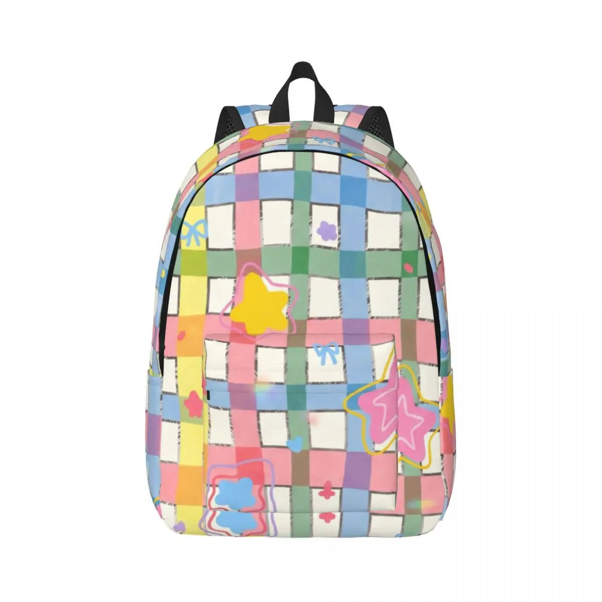 Personalized Gift Backpack Grid Plaid Stars Preppy School Multi Color Cute School Bag for Birthday Christmas Back To School Men