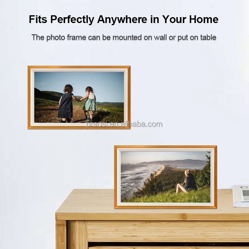 32 Inch Smart Digital Art Frame 16GB Large Storage Wood Material Clock Portrait Mode Smart Video Picture Player New Design