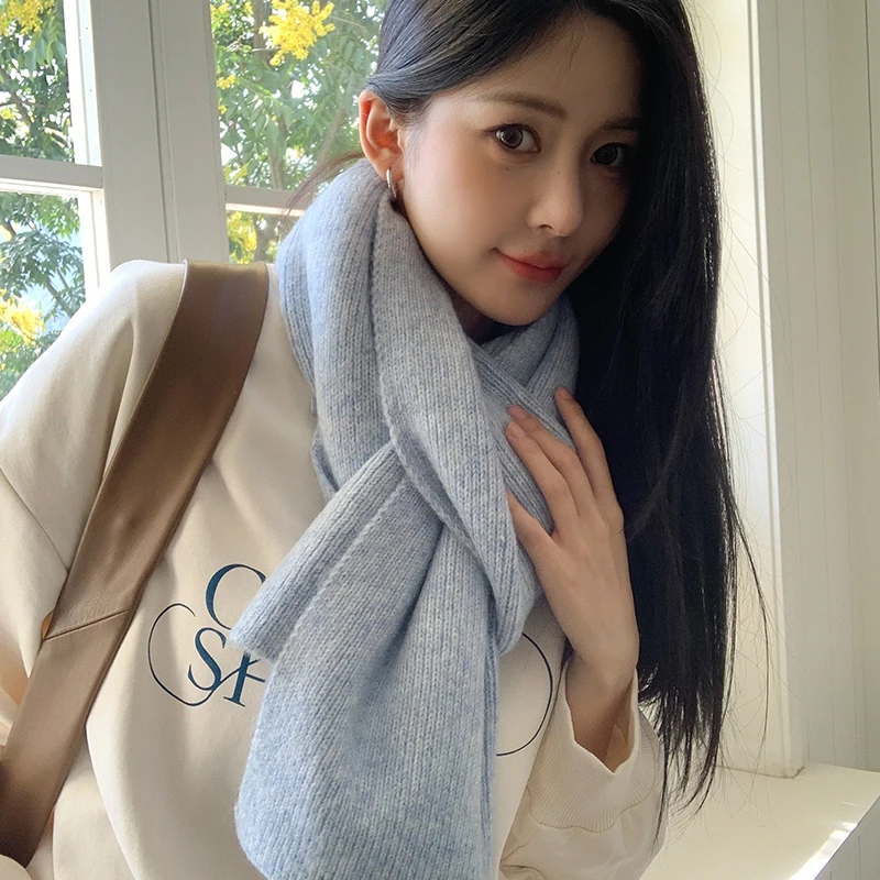 

Новый осенне-зимний вязаный шарф в корейском стиле для пары, утолщенная шерстяная теплая шаль для шеи, модная теплая однотонная универсальная шаль