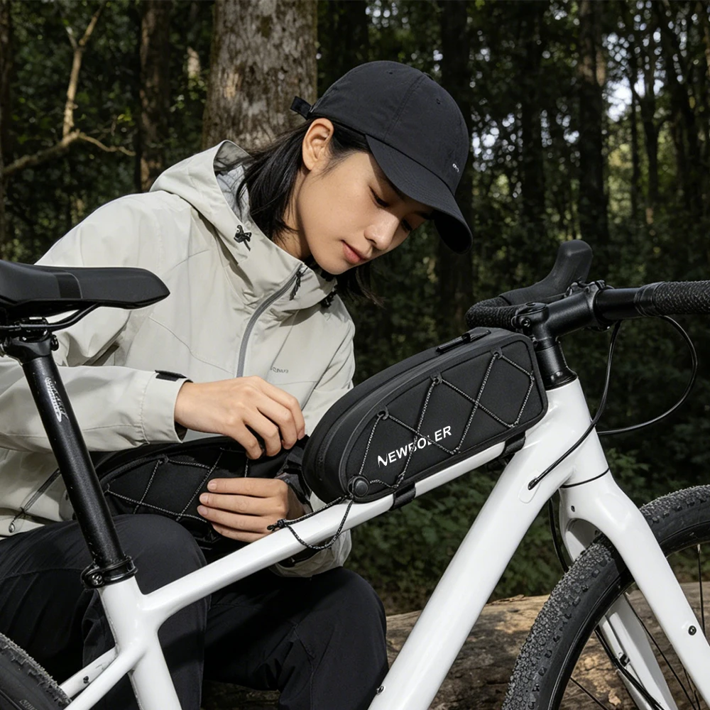 NEWBOLER Fahrradtasche Wasserdichte Reflektierende Vordere Oberrohr-Tasche Fahrradtasche mit Großer Kapazität MTB Rennrad Zubehör – Detail 13