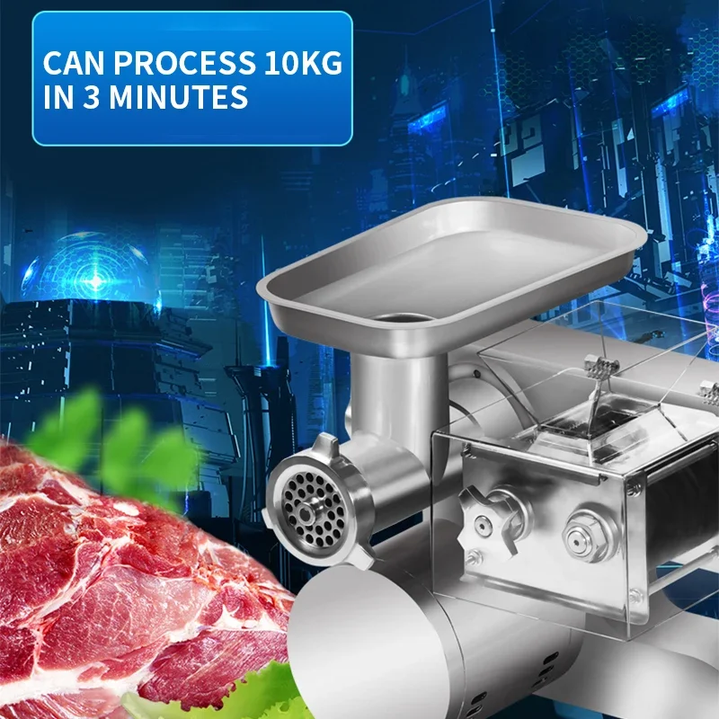 Commercial meat grinder dual-purpose 2200W high-power mincer,300kg/h meat machine, sausage stuffer, shredder and slicer