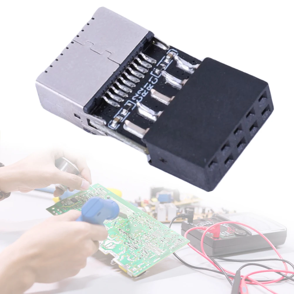 Placa base USB2.0 de 9 pines a adaptador hembra TYPE-E Plug & Play USB2.0 TYPE-E tarjeta extensora de cabezal para sistema operativo/Windows Linux