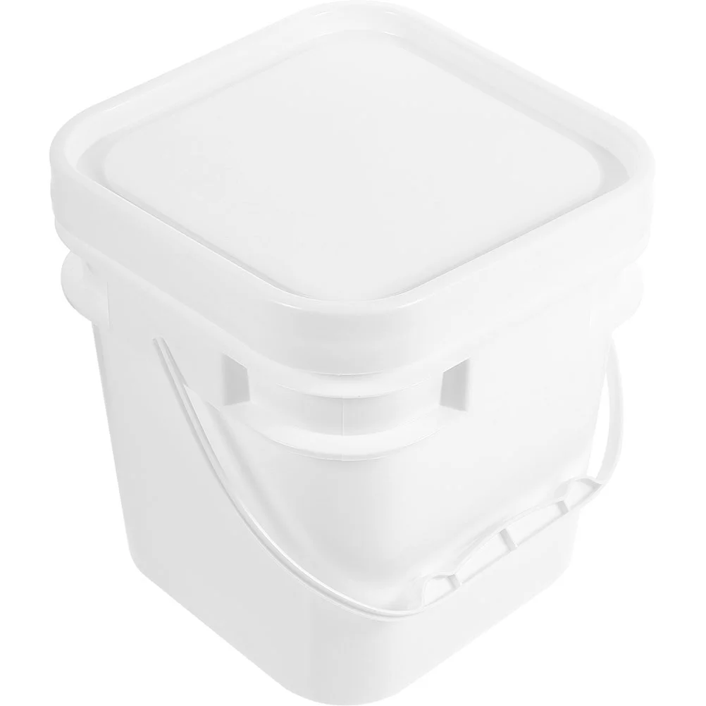 

1 Gallon White ABS Paint Bucket 5L Square Hand Carry Container Lid Cover Empty Pail for Painting Outdoor Activities Plastic