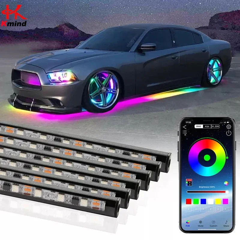 

Car Flexible Underglow Strip Light LED Underbody Remote APP Control RGB Neon Chassis Lights Atmosphere Lamp for Auto Decoration