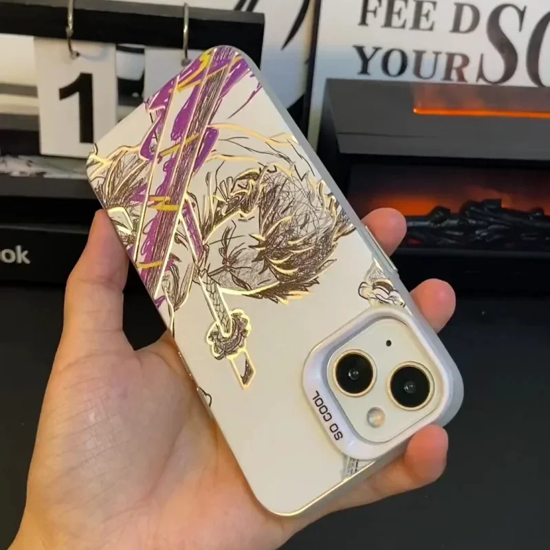 

3D Anime One Piece Roronoa Zoro Phone Case for iPhone 17 16 15 14 13 12 11 Pro Max Plus Air Cartoon Demon Knife Anime Back Cover
