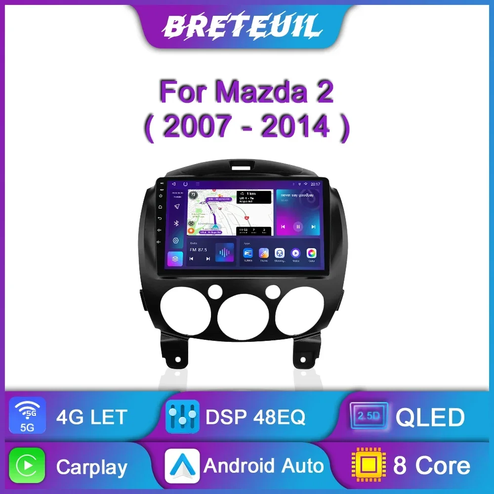 For MAZDA 2 Mazda2 2007 - 2014 Android Car Radio Multimedia Player Navigation GPS Carplay Screen Auto Stereo Intelligent System