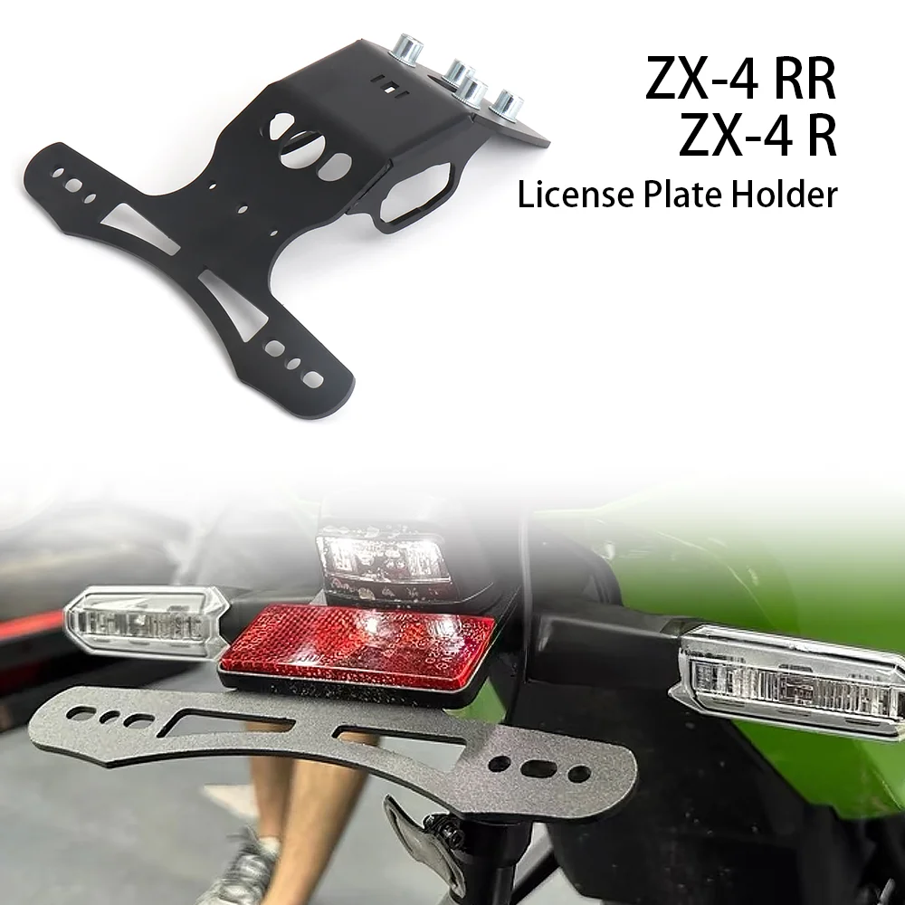 

New Motorcycle Accessories zx4r zx4rr Licence Plate Holder Black Metals For KAWASAKI ZX-4RR ZX-4R ZX4RR ZX4R ZX 4RR 4R