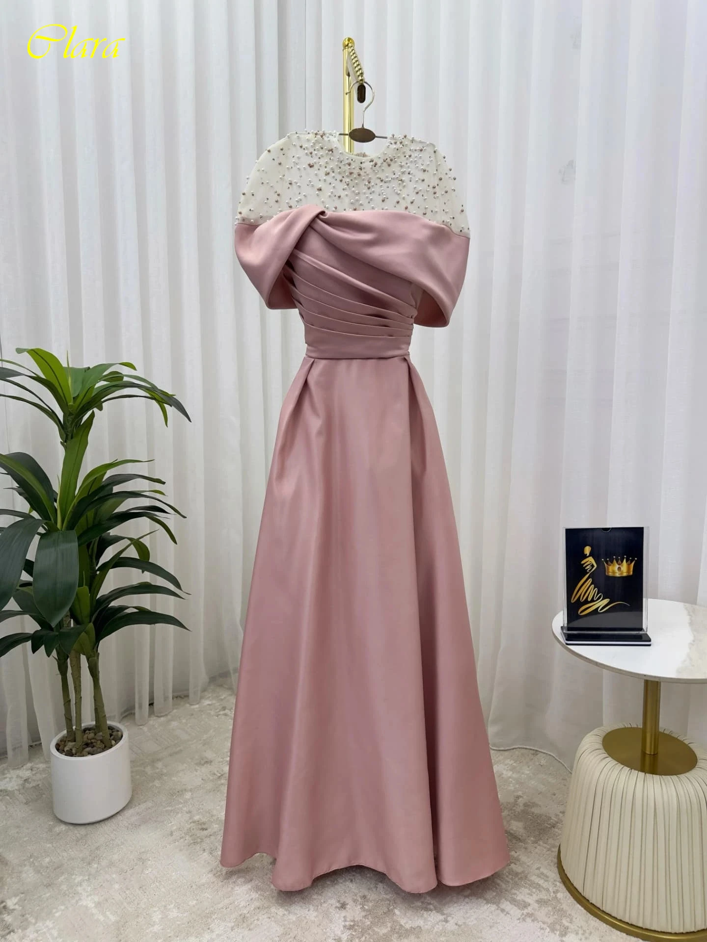 

Customized A-Line Crew Neck Elegant Delicate Evening Dress and High Quality Bespoke Occasion Gowns Classic Simple Prom Dress