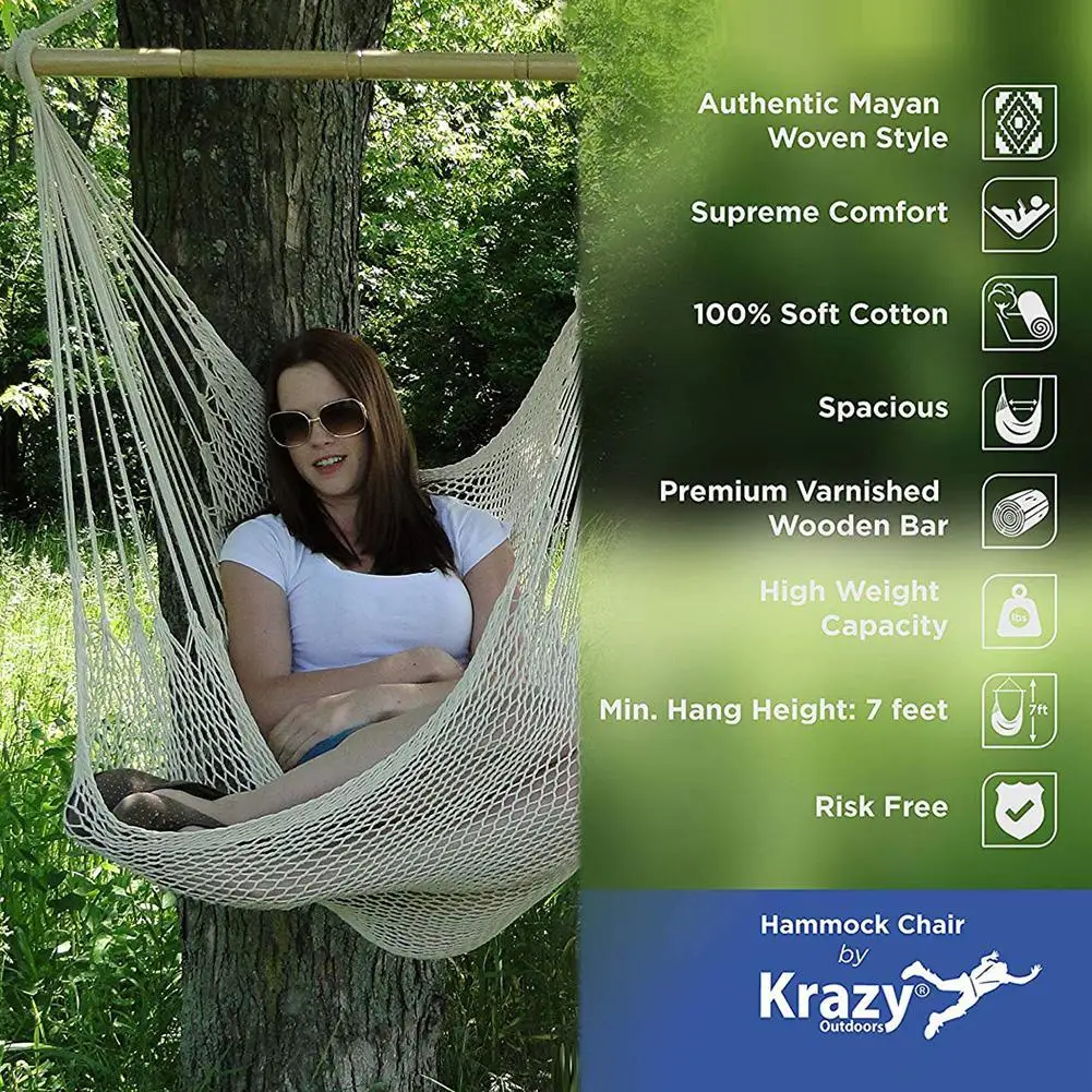 

Portable Large Cotton Rope Hammock Chair Comfortable Swing Chair for Courtyard