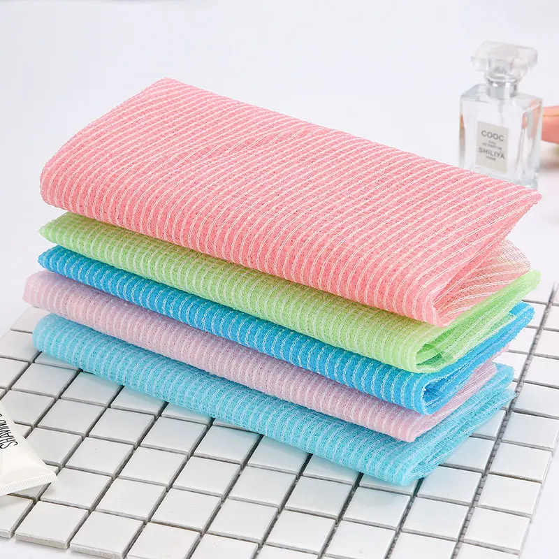 Exfoliating Nylon Bath Shower Body Cleaning Washing Scrubbing Towel Scrubbers Nylon Sponge Bath Accessories Rich Bubbles