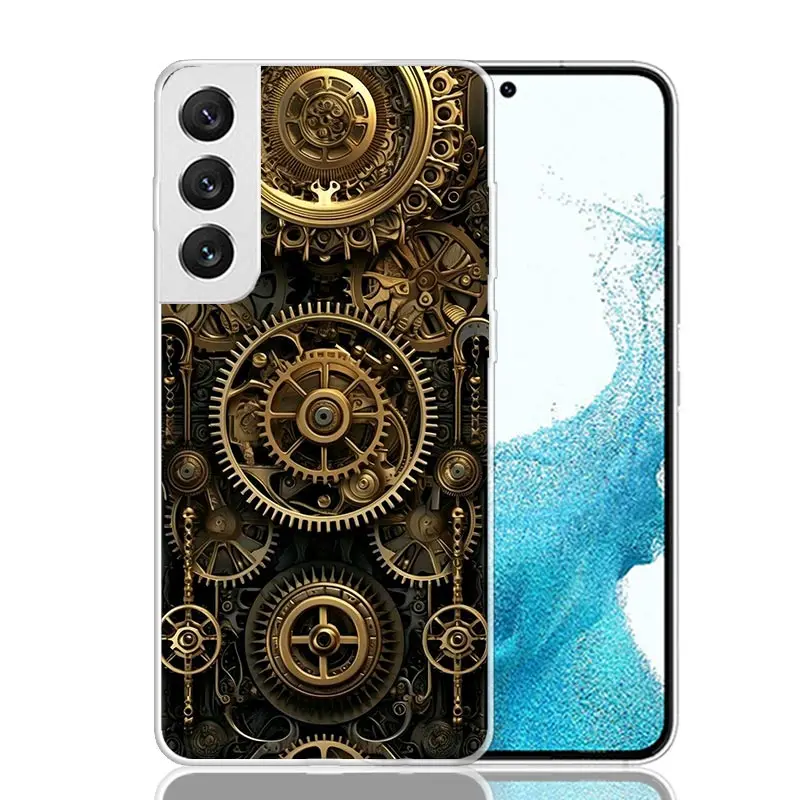 Steampunk Gear Mechanical Phone Case For Samsung Galaxy S24 S23 S22 S21 FE S20 Ultra S10 Plus S10E S9 S8 + Art Customized Coque