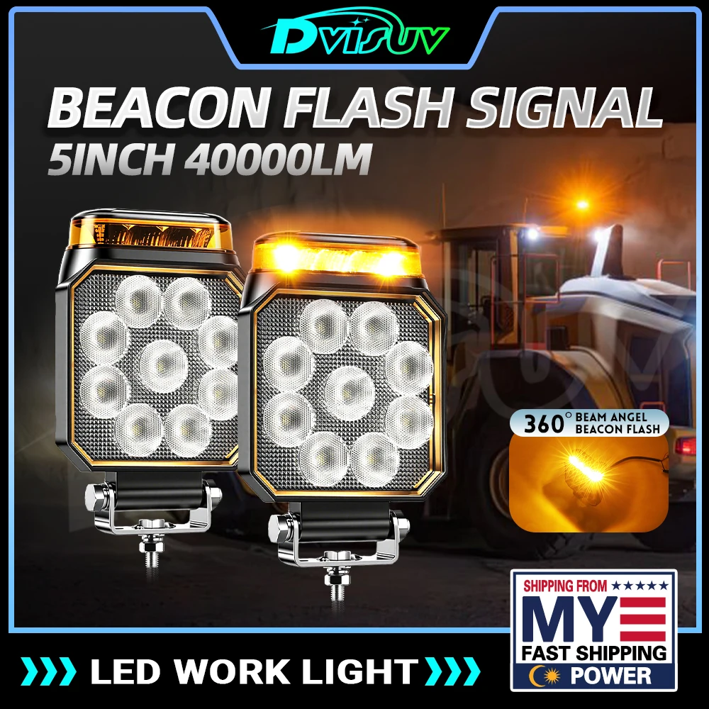 4 Inch Dual Color Led Work Light with 3500K Yellow 360⁰ Beam Beacon Flash Light for Motorcycle Auto Van Retrofit off-road 12V24V
