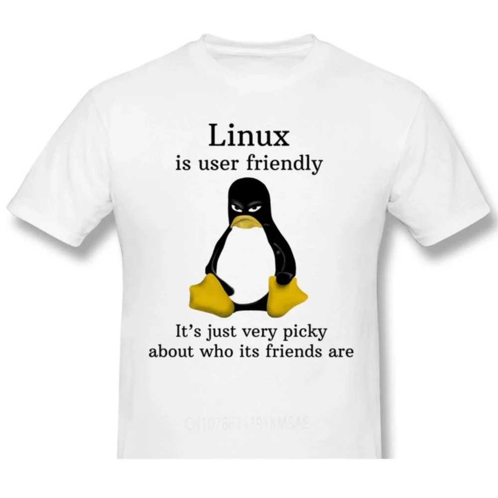 Is User Friendly Its Just Very Picky About Who Its Are T Anime Clothes Design Linux Program Operating Novelty Cotton Men T-Shirt