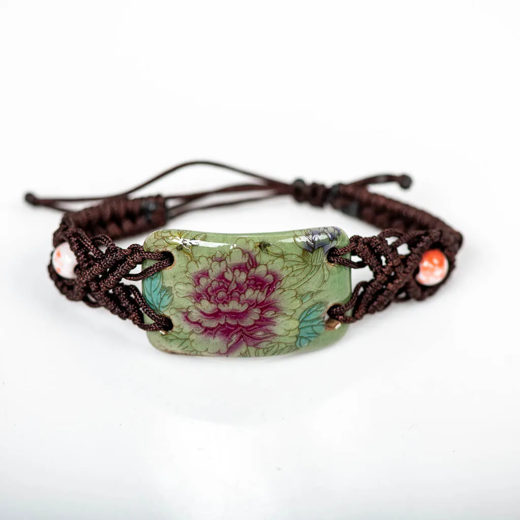 Pulsera de tamaño ajustable de estilo Retro de cerámica hecha a mano, porcelana azul y blanca, regalos al por mayor, venta al por mayor Z762N