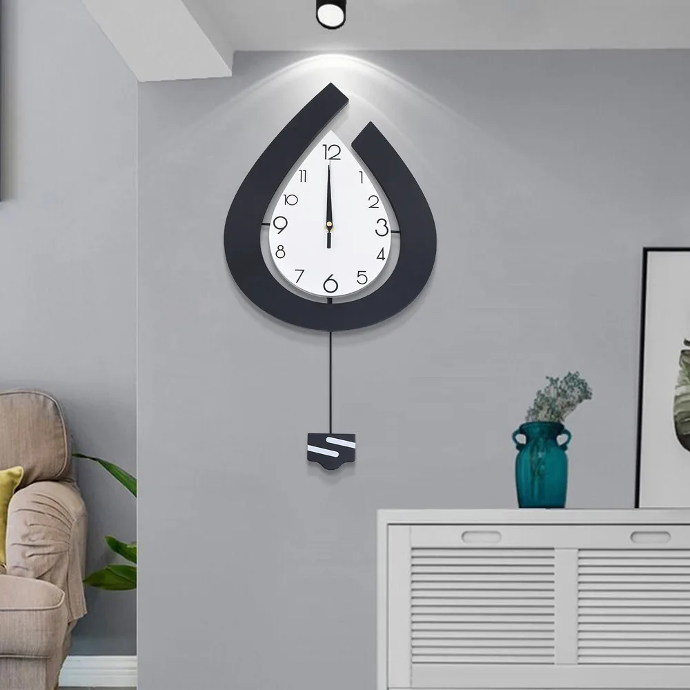 

Reloj de pared en forma de lágrima, calidad de reloj circular silencioso y sin TIC - tac, decoración de pared alimentada por