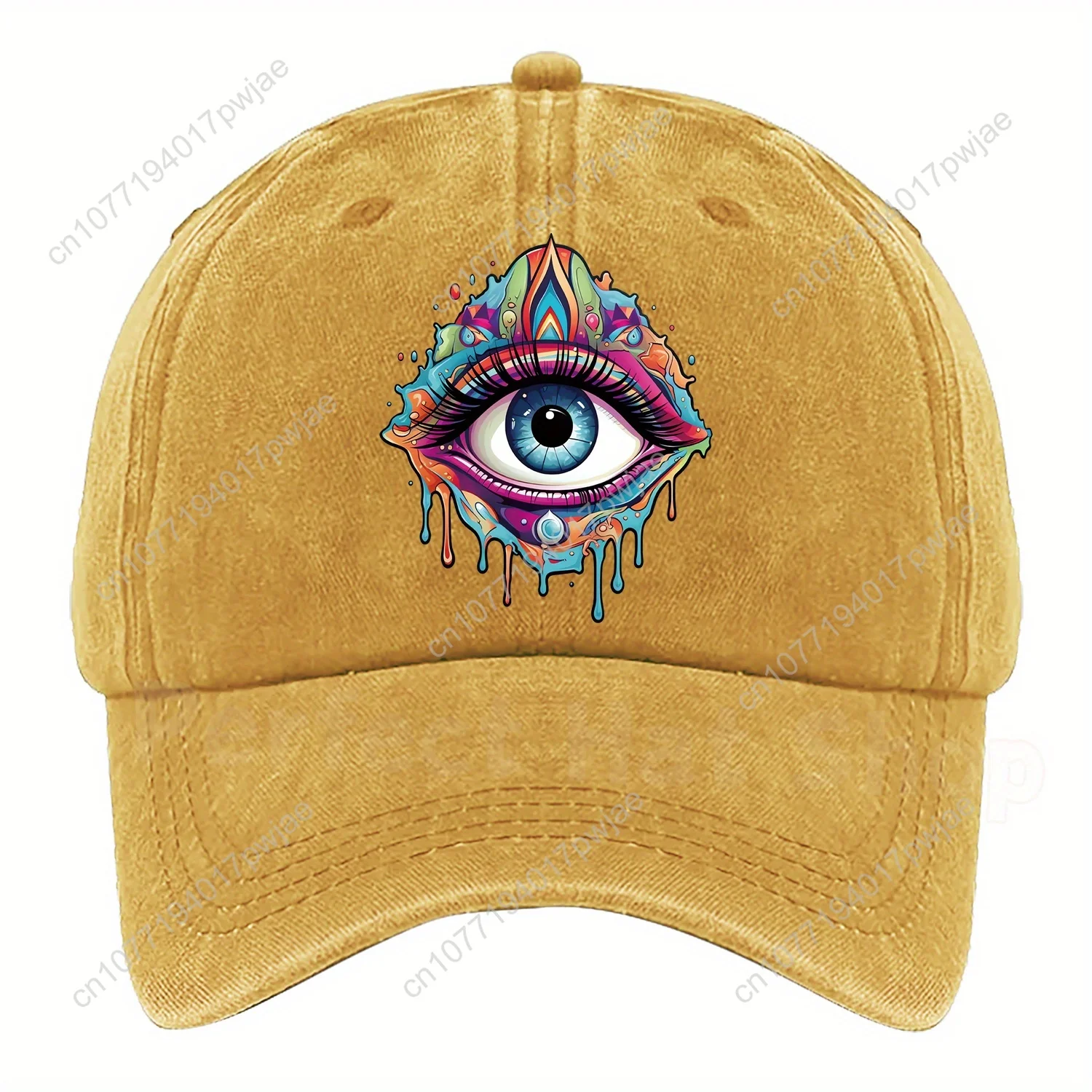 قبعة بيسبول بتصميم عين فنية - قبعة Snapback قابلة للتعديل، بوليستر مسامي، رمز مطبوع نابض بالحياة للبصر، الإبداع، إيمو #2