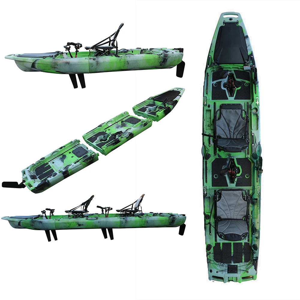 OEM 14 FT Tandem 3 Section HDPE Pedal Drive Kayak Electric Motor Ready Factory Supply Modular Fishing Kayak