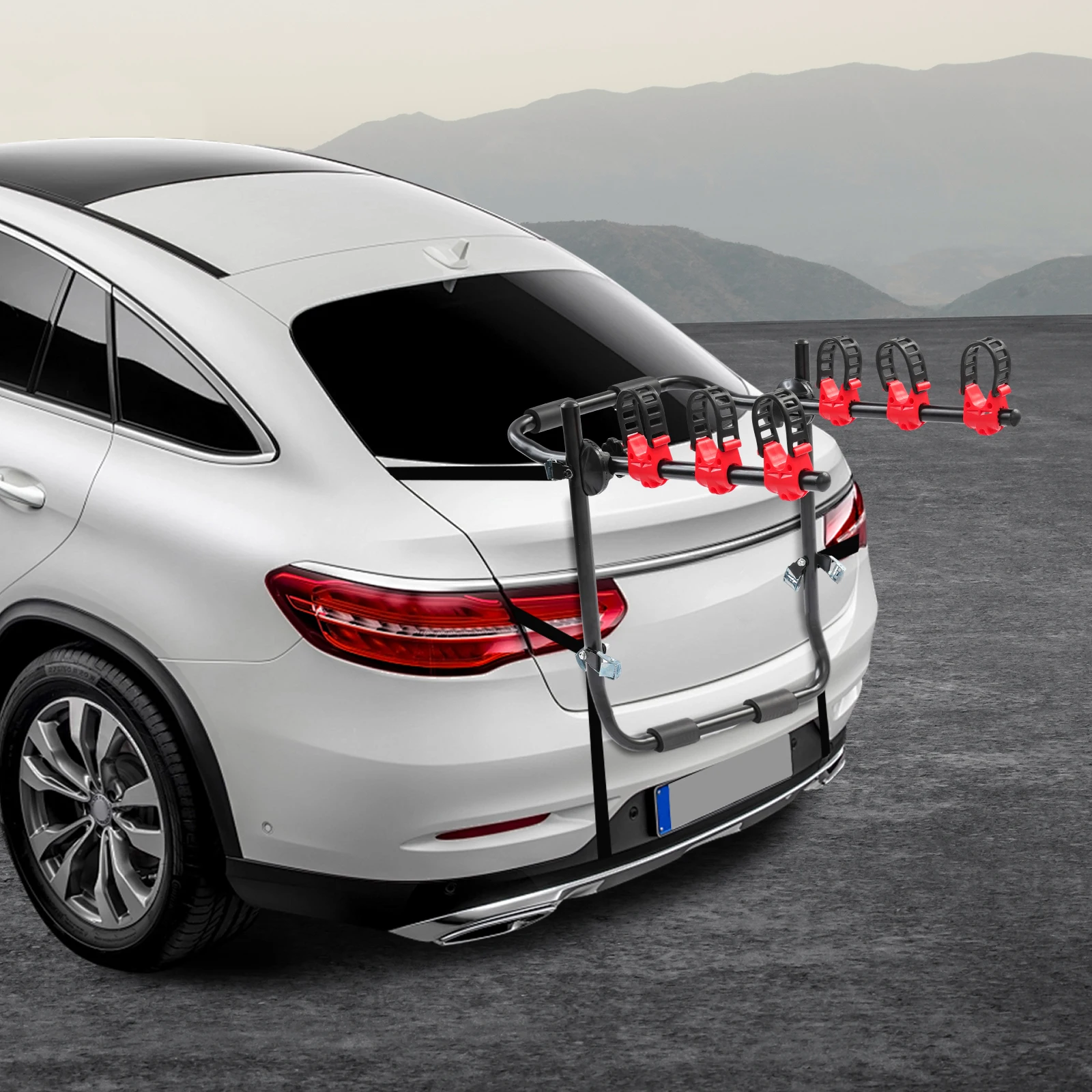 العالمي جذع شنت دراجة رف سيارة الخلفية دراجة الناقل رف أمتعة دعم 3 الدراجات لمعظم السيارات جذوع سيارات الدفع الرباعي Minivans #5