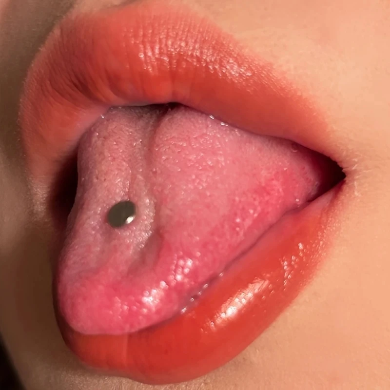 1pc 14G Unisex Stainless Steel Round Flat-Back Tongue Ring Lip Stud Ear Bone Stud Minimalist Simple Punk Style Piercing Jewelry