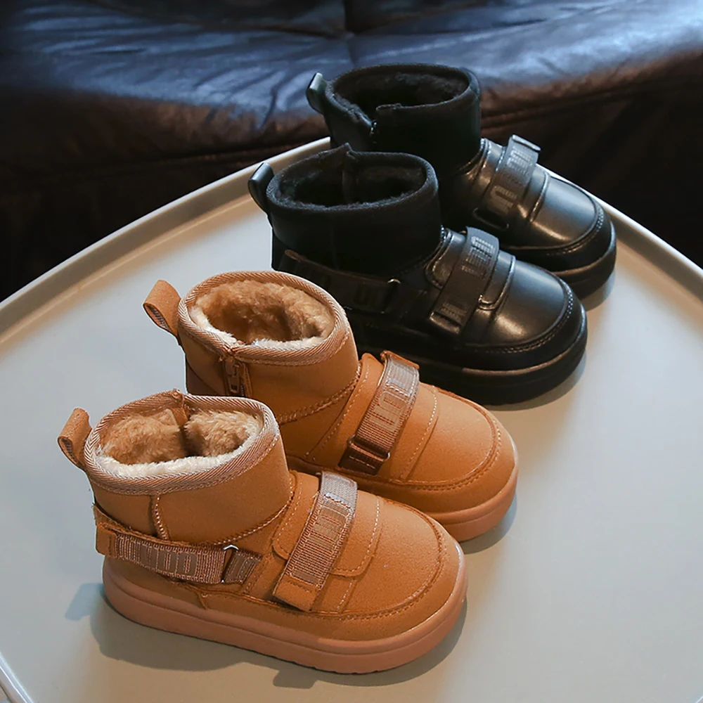 

Детская модная непромокаемая утолщенная милая теплая модная хлопковая обувь для мальчиков и девочек, плюшевая нескользящая теплая модная унисекс