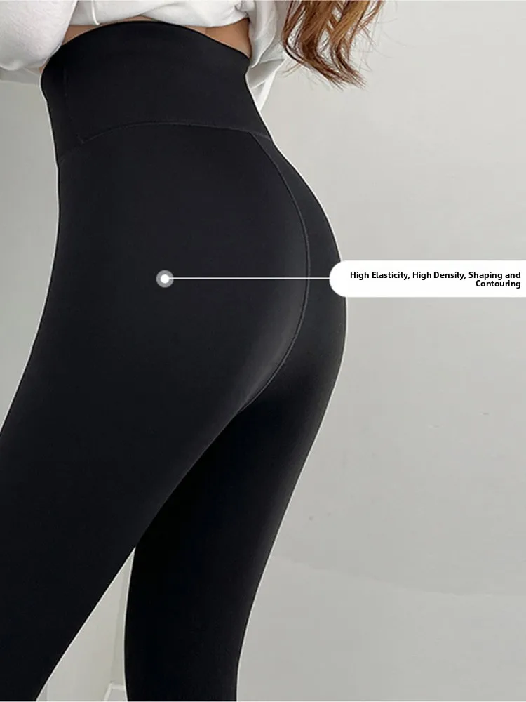 Bla Lamb Velvet Arkskin Calças justas de fitn femininas inverno Thiened Fce forrado calças compridas nutritivas para a pele