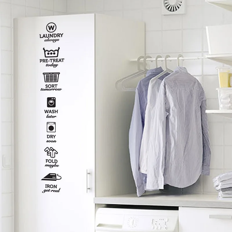 Laundry Room Vinyl Wall Decals Laundry Signs Instructions Laundry Window Glass Decoration Home Dress
