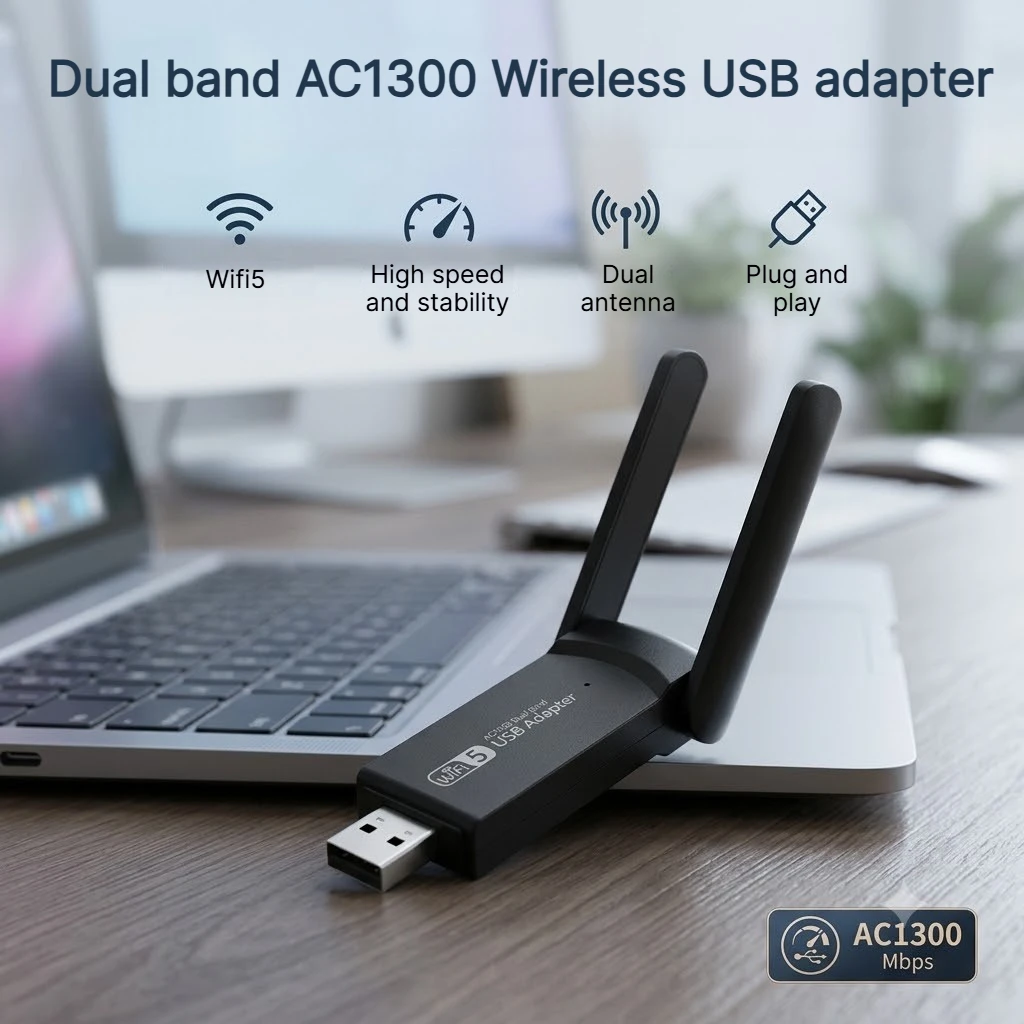 USB 3.0 WiFi Adapter 1300Mbps For Bluetooth 4.2 Dual Band 2.4G/5GHz USB Network Card Wireless Receiver For Desktop Laptop