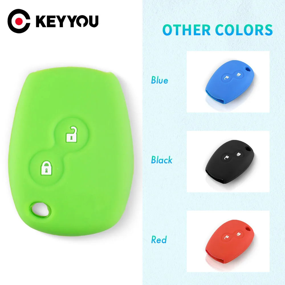 KEYYOU Silicone Car Key Cover Case 3 Buttons for Renault Clio Scenic Megane Duster Sandero Captur Twingo Modus Car Remote Key