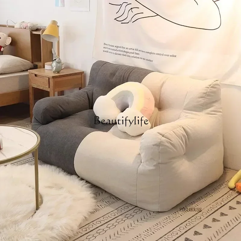 LJYLazy Linen Single Double Minimalist Sofa Leisure Bean Bag Chair Living Room Personality Puffs Sofa Creative Home Furniture