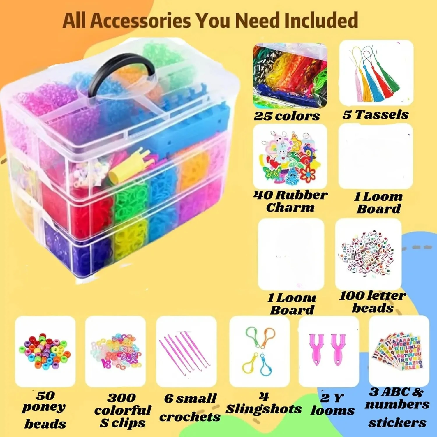 15000+ rubberen band armband kit, Loom bands levendige kleuren met opbergdoos, DIY vriendschapsarmband maken kit kerstcadeau