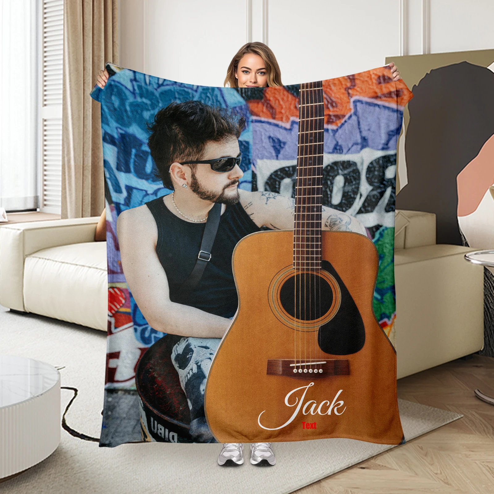 

Custom Guitar-Instrument Blanket For Music Enthusiasts Unique Home Decor Piece Inspired By Musical Artistry Cozy Gift