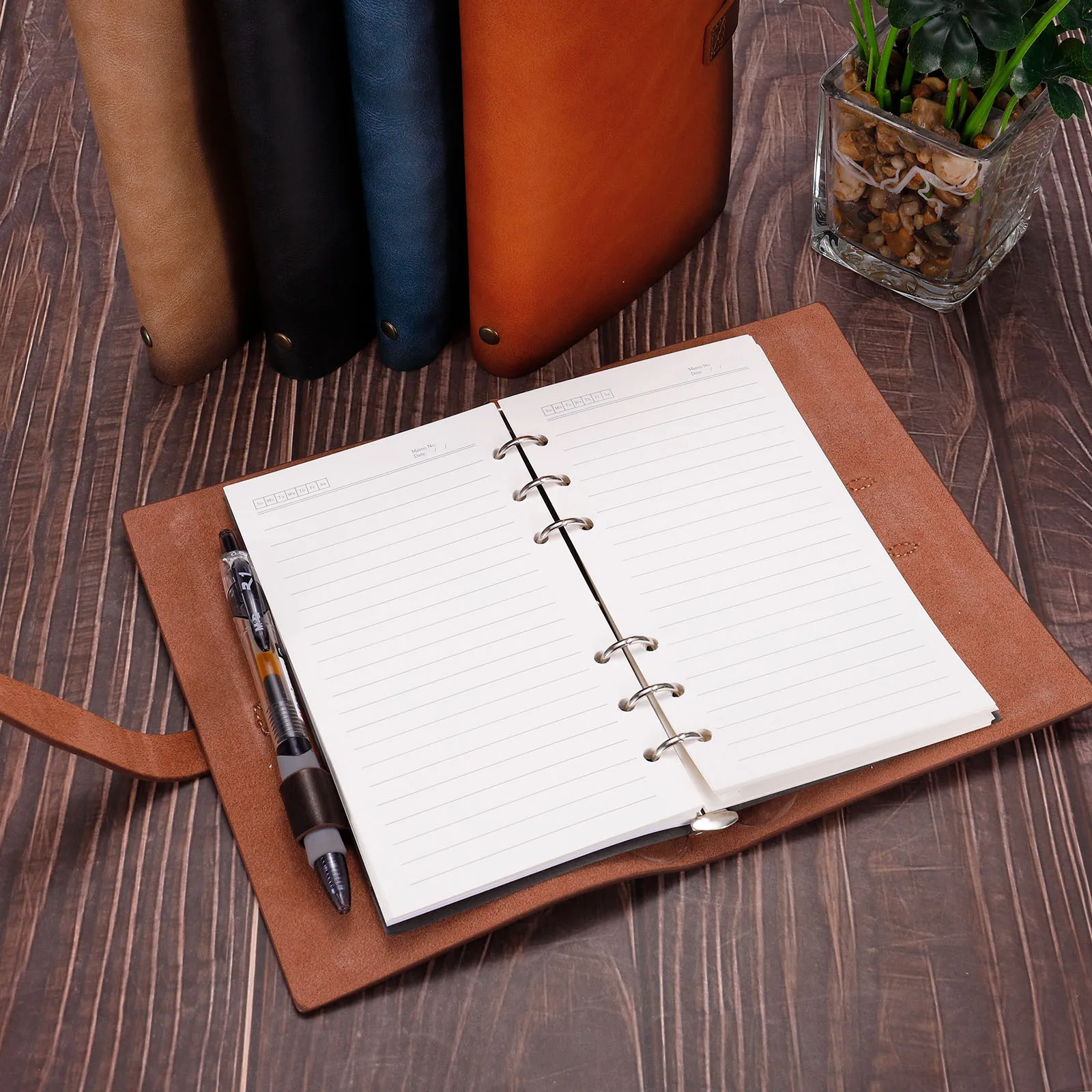 Imagem -06 - Couro Recarregável Folha Solta Notebook Cover Ring Binder Clip-on Journal a6 pu