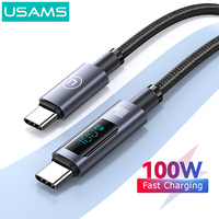 USAMS PD 100W Fast Charging Cable For iPhone 15 Type-C to Type-C Digital Display Cable For Huawei Xiaomi Samsung Macbook iPad