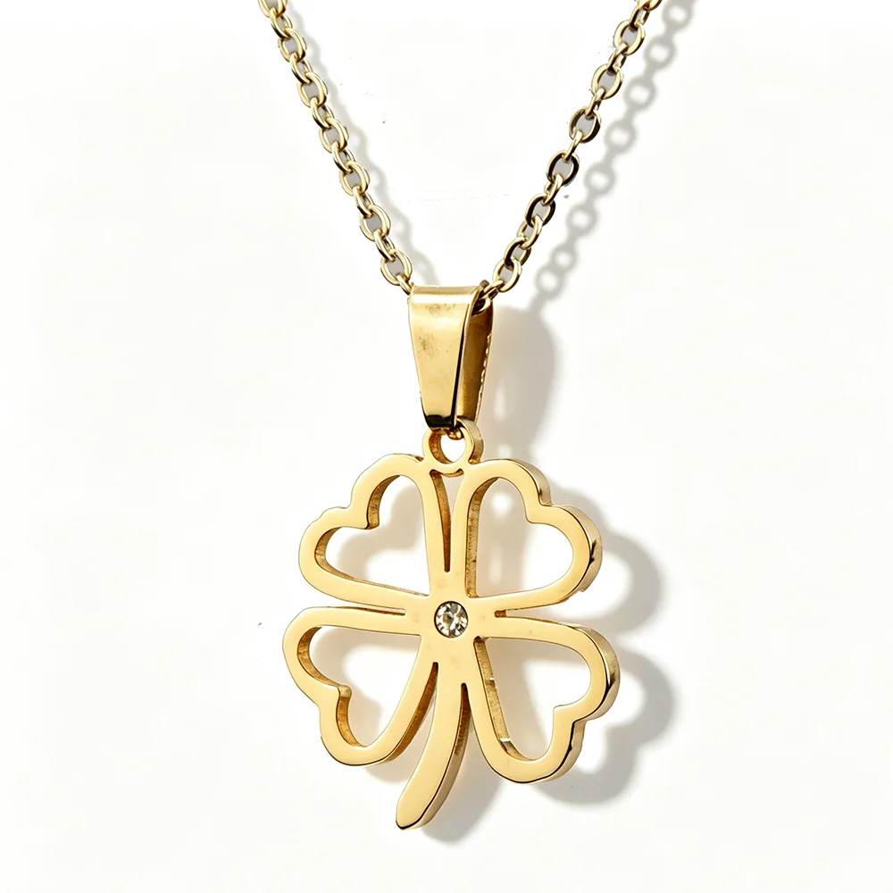 Stainless Steel Lily Flower Necklace Women Girls Golden Stainless Steel Jewelry  Trendy Datura Cherry Blossom  Wedding Gift