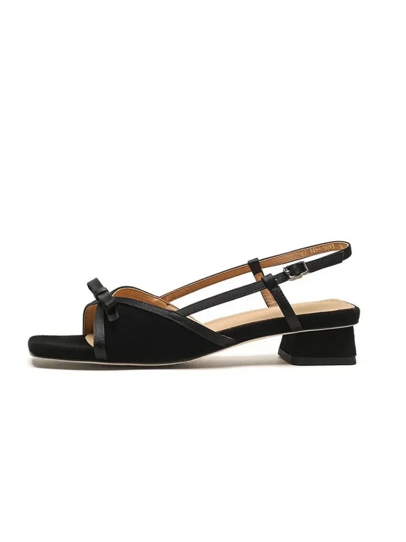 The new Thick heel sandals feature a unique, and comfortable leather color blocking design simple