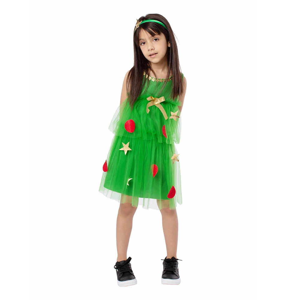 Kerstboom Jurk Groene Lolita Cosplay Xmax Party Kids Girl 'S Kerstboom Kostuum Tutu Jurk