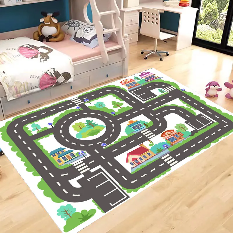 Flannel Carpet Musical Notes Road Patterns Floor Rugs Crawling Mats Urban Traffic Prints Living Room Games Rug Baby Play Mat