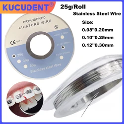 25g/Roll Dental Orthodontic Ligature Wires Stainless Steel Retainer Wire Round 0.2/0.25/0.3mm for Teeth Braces Arch Wires