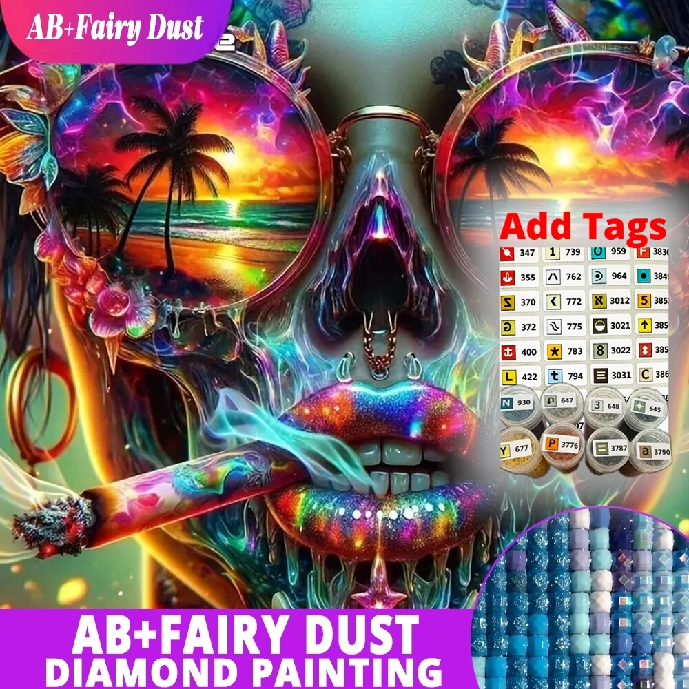 AB Fairy Dust Woman 5D Diamond Painting Cigarettes Full Drill Round Diamond Mosaic Rhinestones Picture New Arrival Decor For Hom