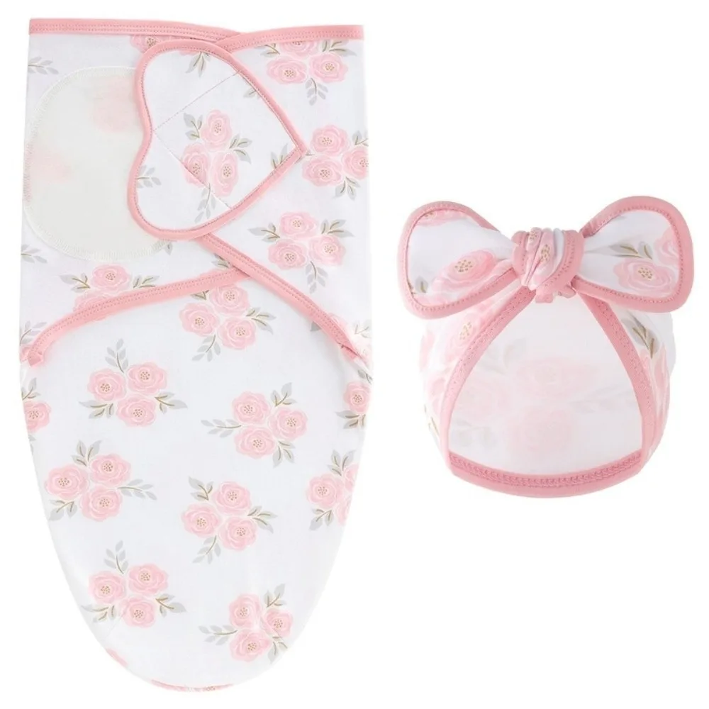 

Bowknot Blanket Hat Set Soft Fabric Lightweight Material Newborn Photography Blanket Flower Breathable Infant Swaddle Blanket