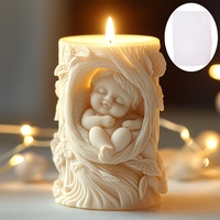 3D Cute Cradle Boy Cylindrical Candle Silicone Mold Angel Boy Girl Sleeping In The Cradle  Candle Mould Angel Resin Gypsum Molds