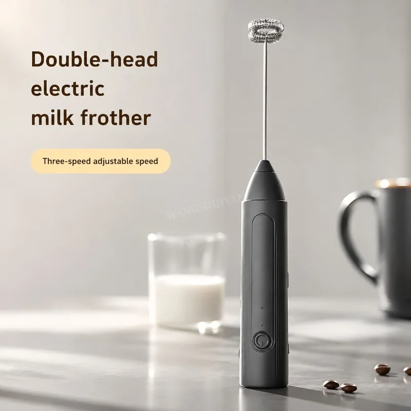 2 In 1 Electric Milk Frother Rechargeable Milk Foam Maker Handheld Foamer High Speeds Milk Frother Drink Mixer Coffee