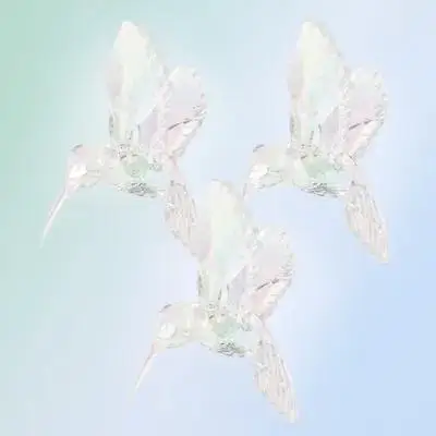 3 قطعة زخرفة الطائر الطنان الاكريليك قزحي الألوان واضح معلقة قلادة لشجرة عيد الميلاد ديكور جدار حديقة المنزل ضوء السقف