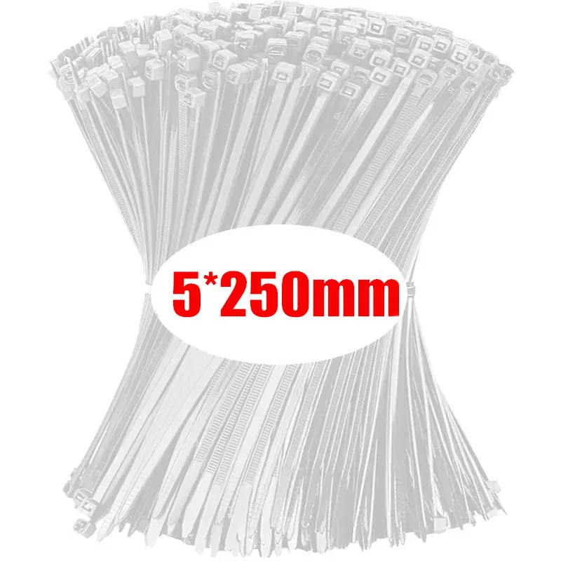 1000/100 Stück Nylon-Kabelbinder, selbstverriegelnde Kabelbinder, verstellbare Kabelbefestigungen, Kunststoffklemmen, hitzebeständige Drahtbinder