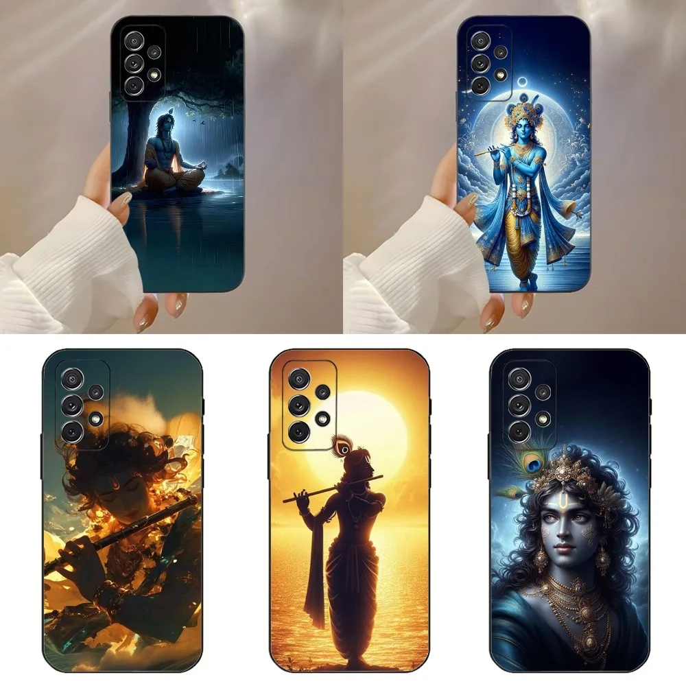 Indian God Lord Krishna Phone Case For Samsung Galaxy A91,A80,A73,A72 ,A71,A53A52,A32 ,A31A22,A21s,A20,Black Cover